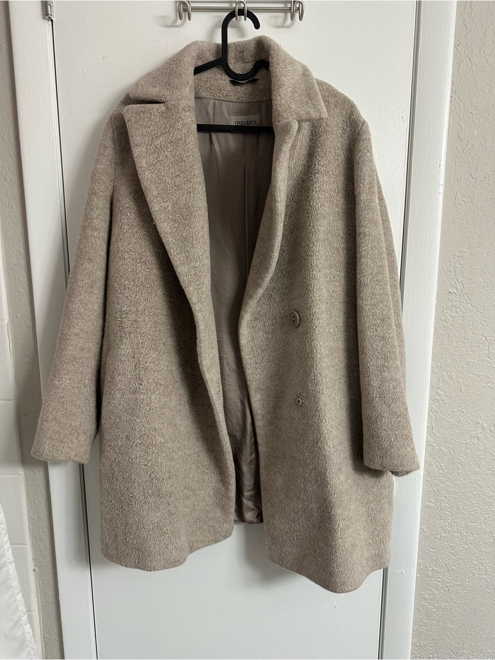 Cinzia Rocca Women's Cream Wool Blend Coat - Oversized Double-Breasted